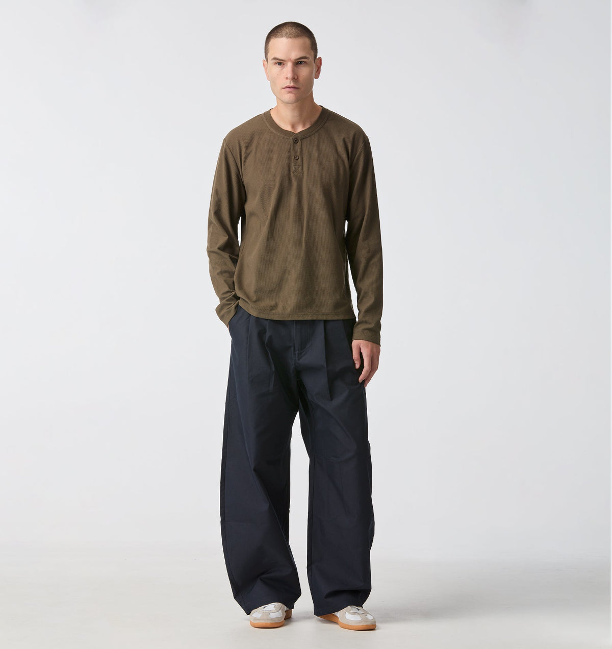 Henley L/S Tee - Olive