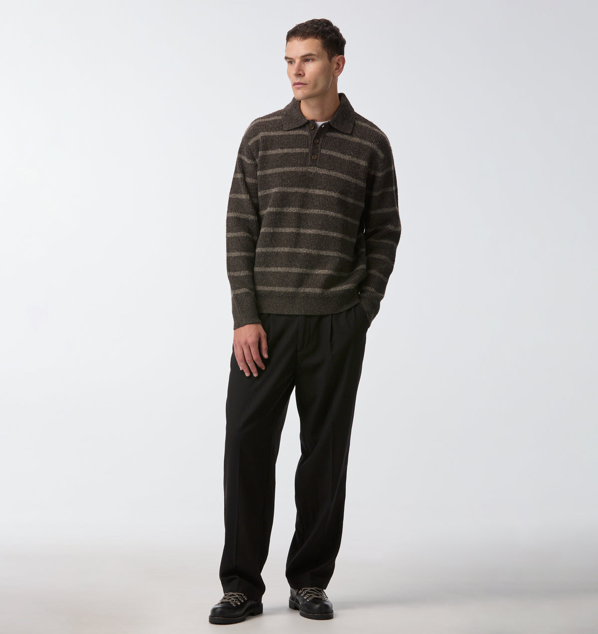 Knit Aldern Striped Pullover - Brown Stripe