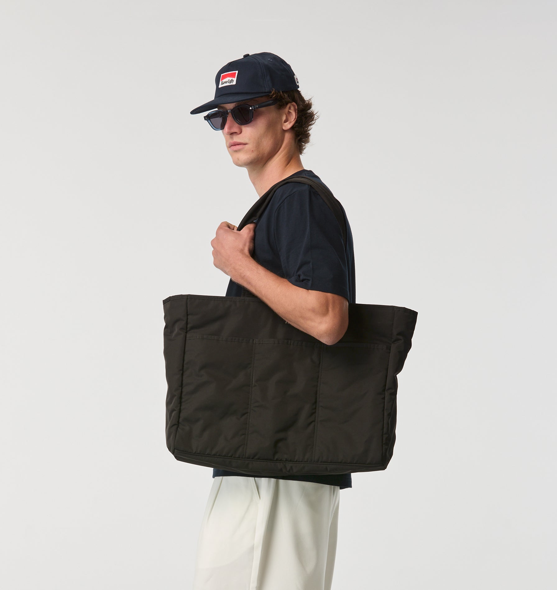 Quilted Tote Bag - Black