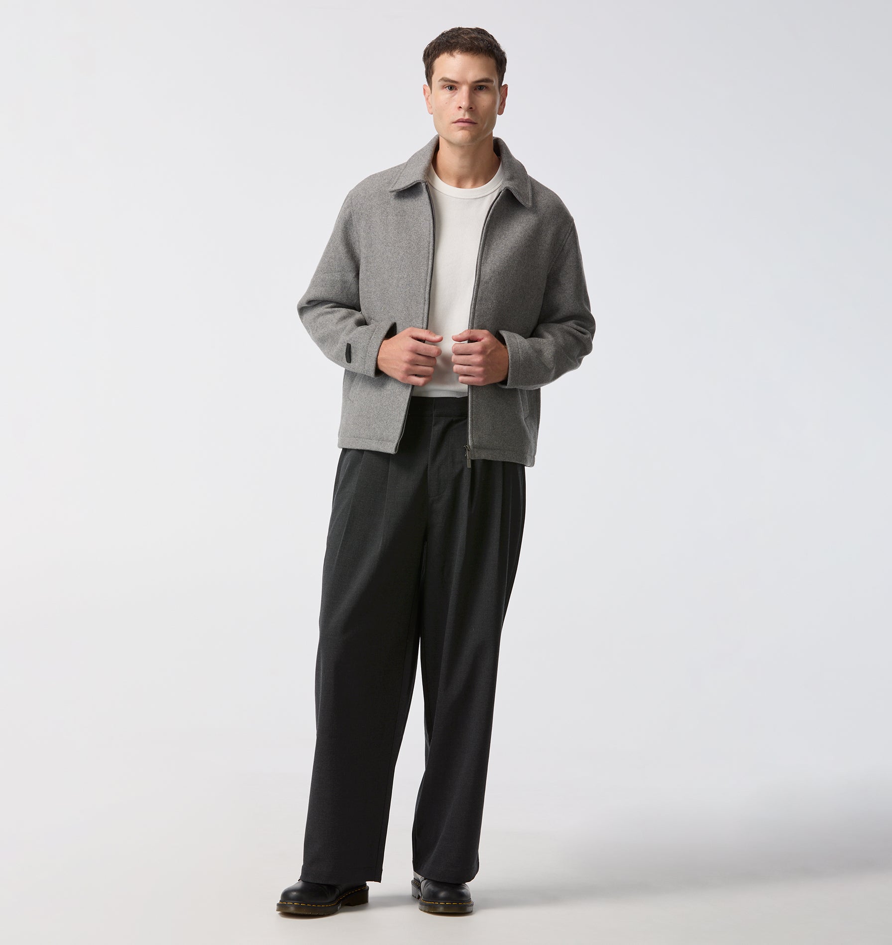 Wool Zip Jacket - Grey Marle
