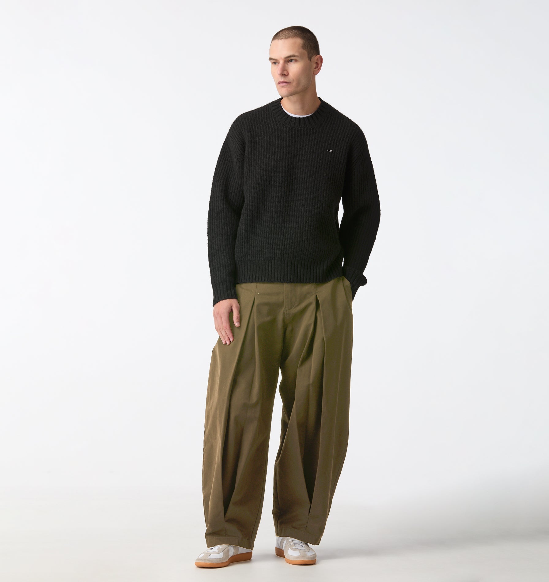 Box Pleat Pant - Dark Olive