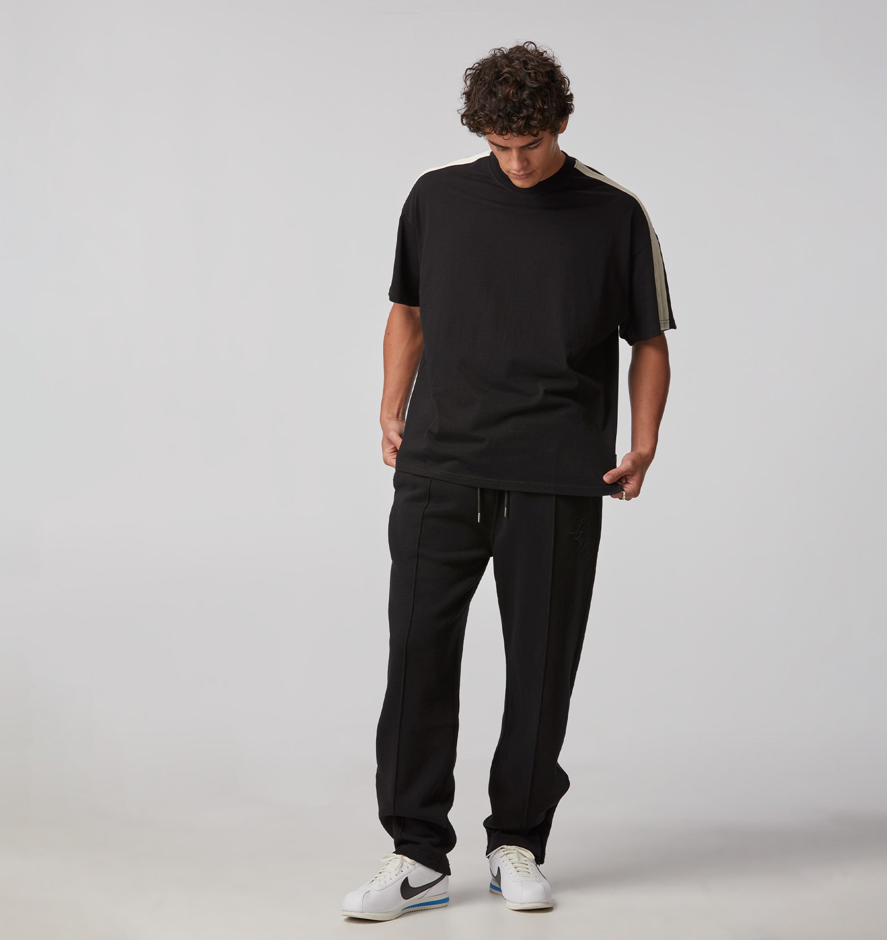 Lace Trim Box Tee - Black