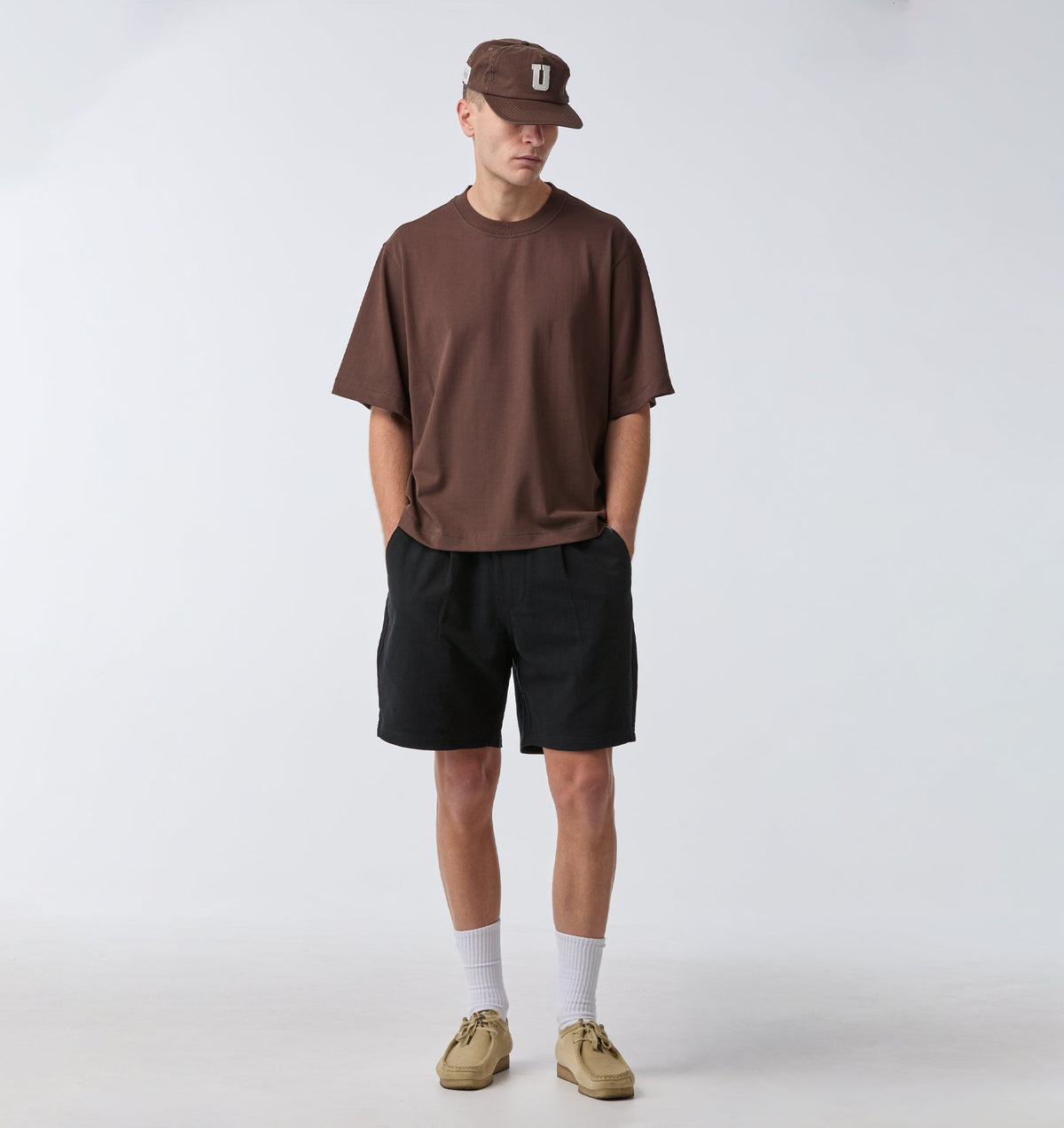 Linen Michael Pleat Short - Black