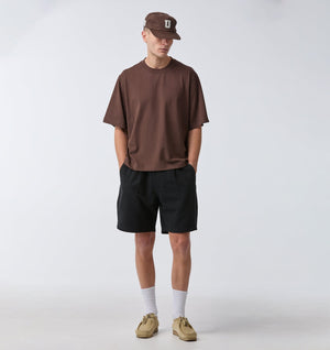 Linen Michael Pleat Short - Black