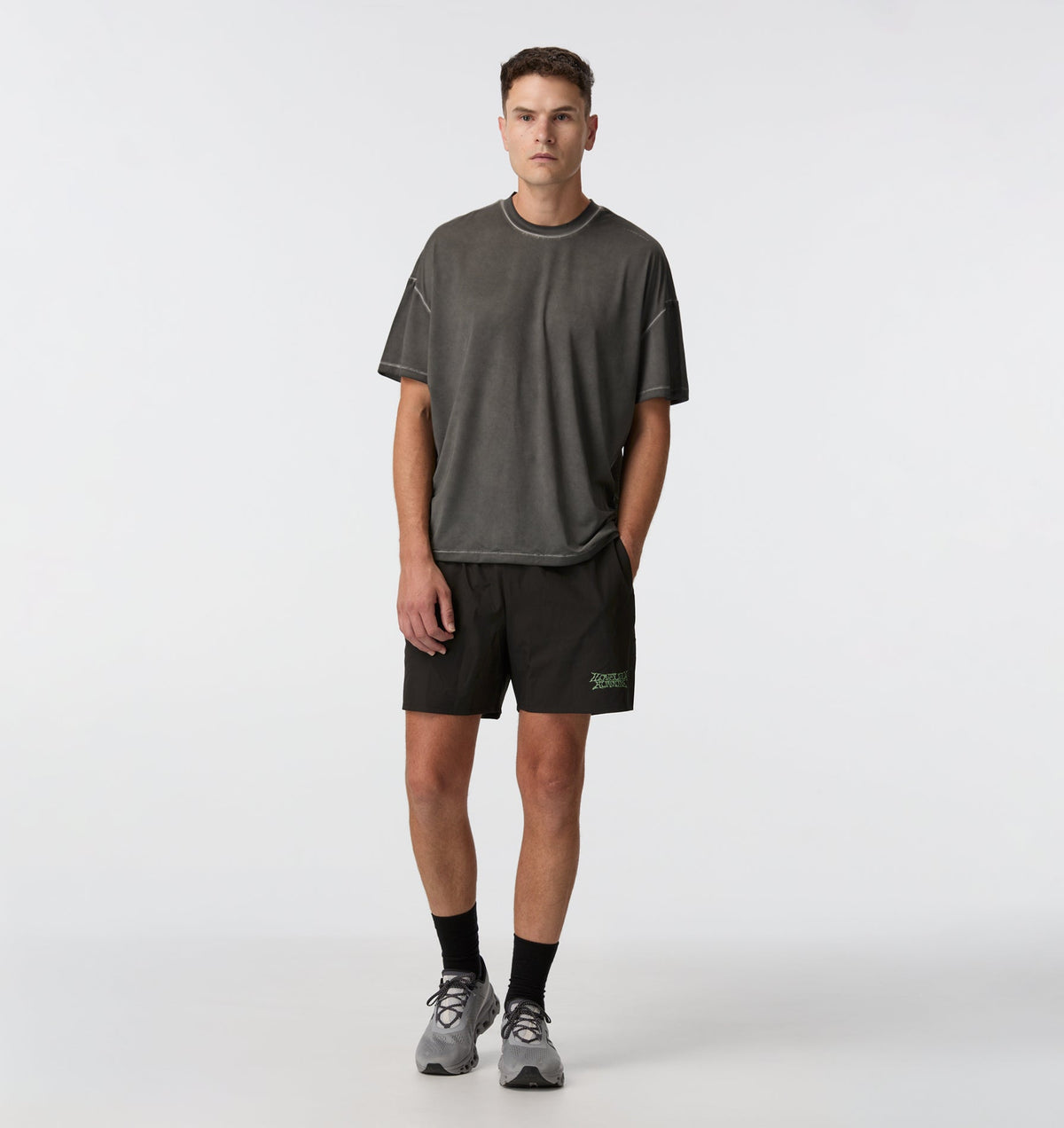 Active Crop Tee - Washed Black