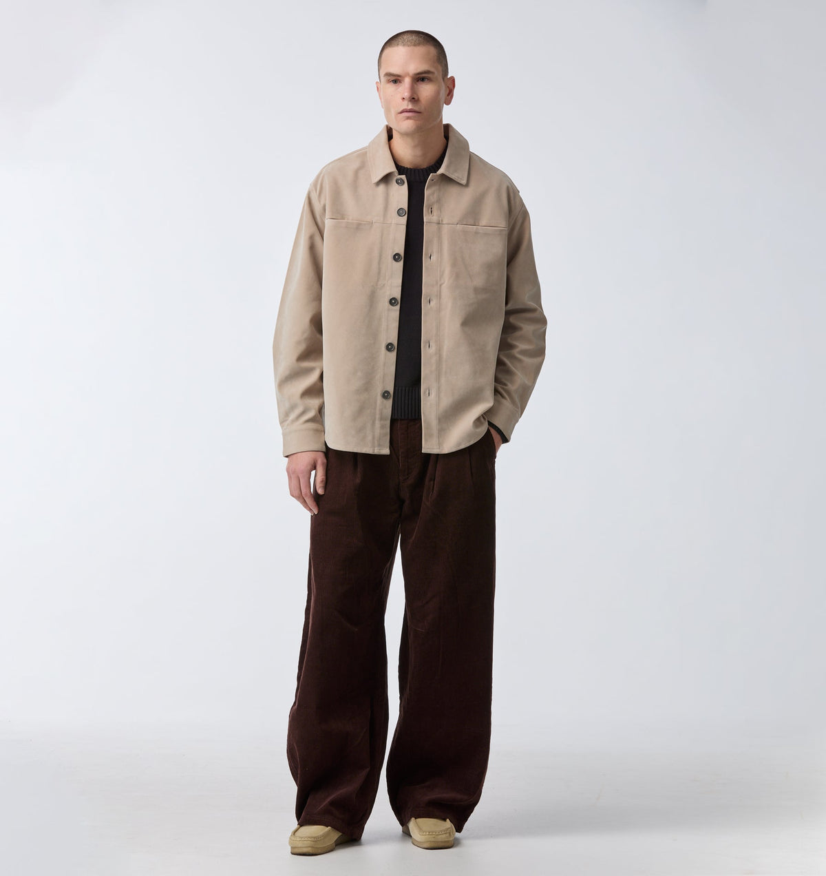 Suede Overshirt - Stone
