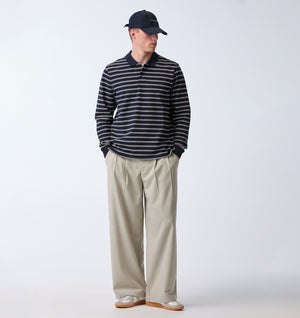 Cotton Albert Pleated Pant - Ecru