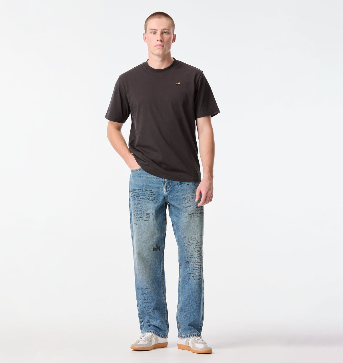 Basquiat Crown Uniform Tee - Charcoal