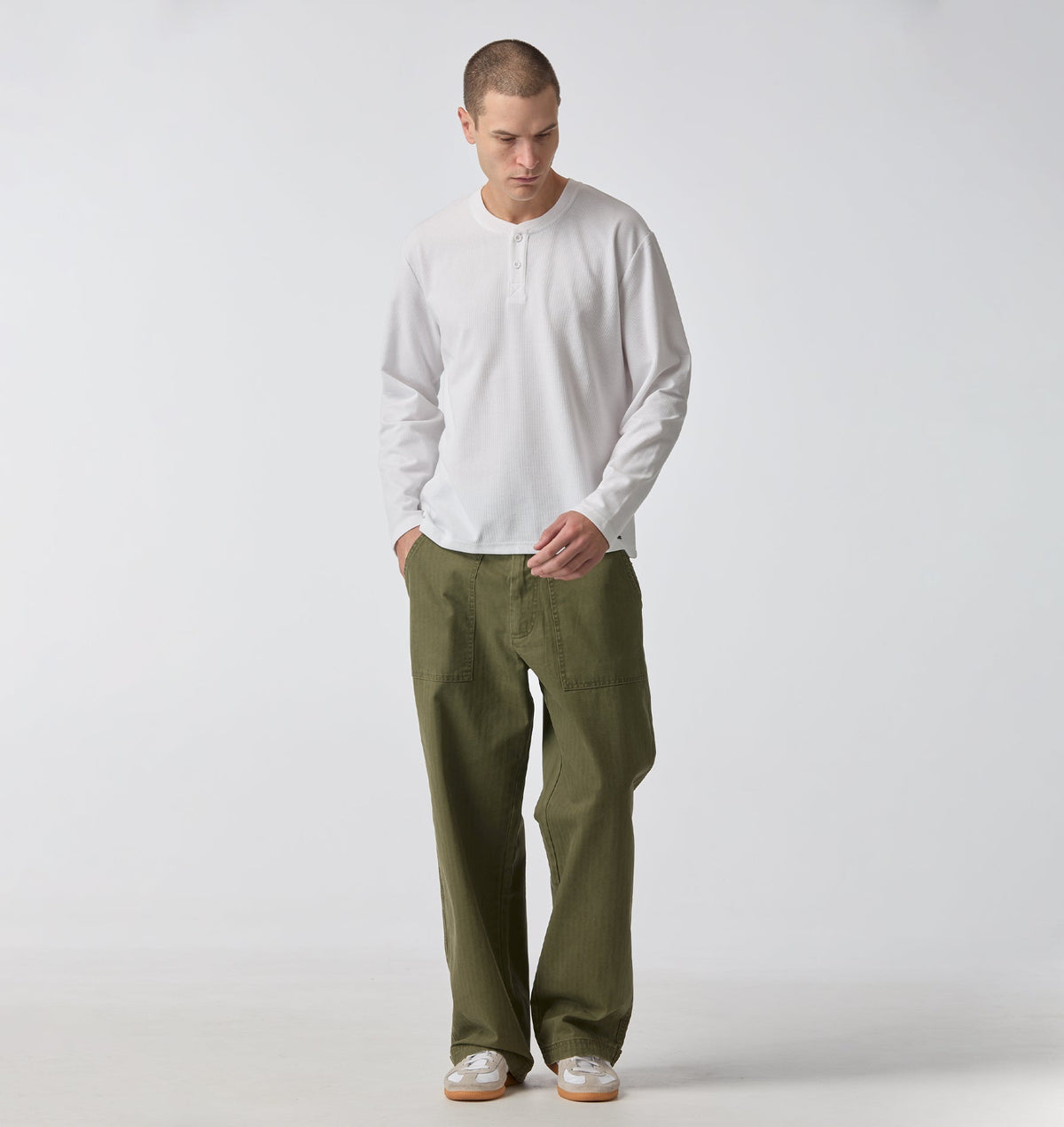 Henley L/S Tee - White