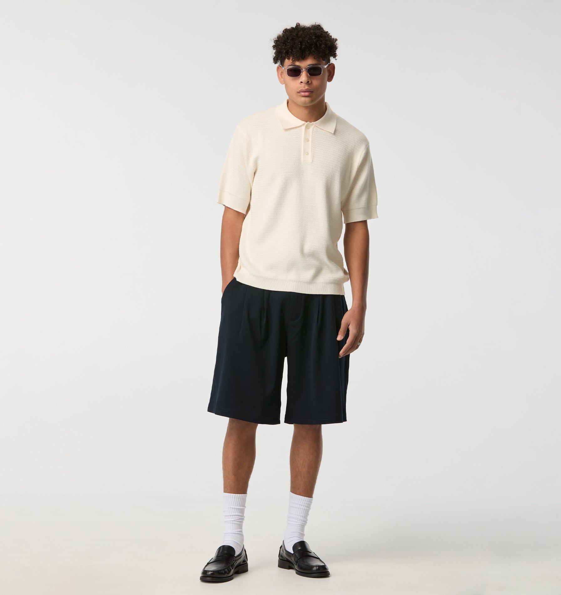 Ronan SS Knit Polo - Off White