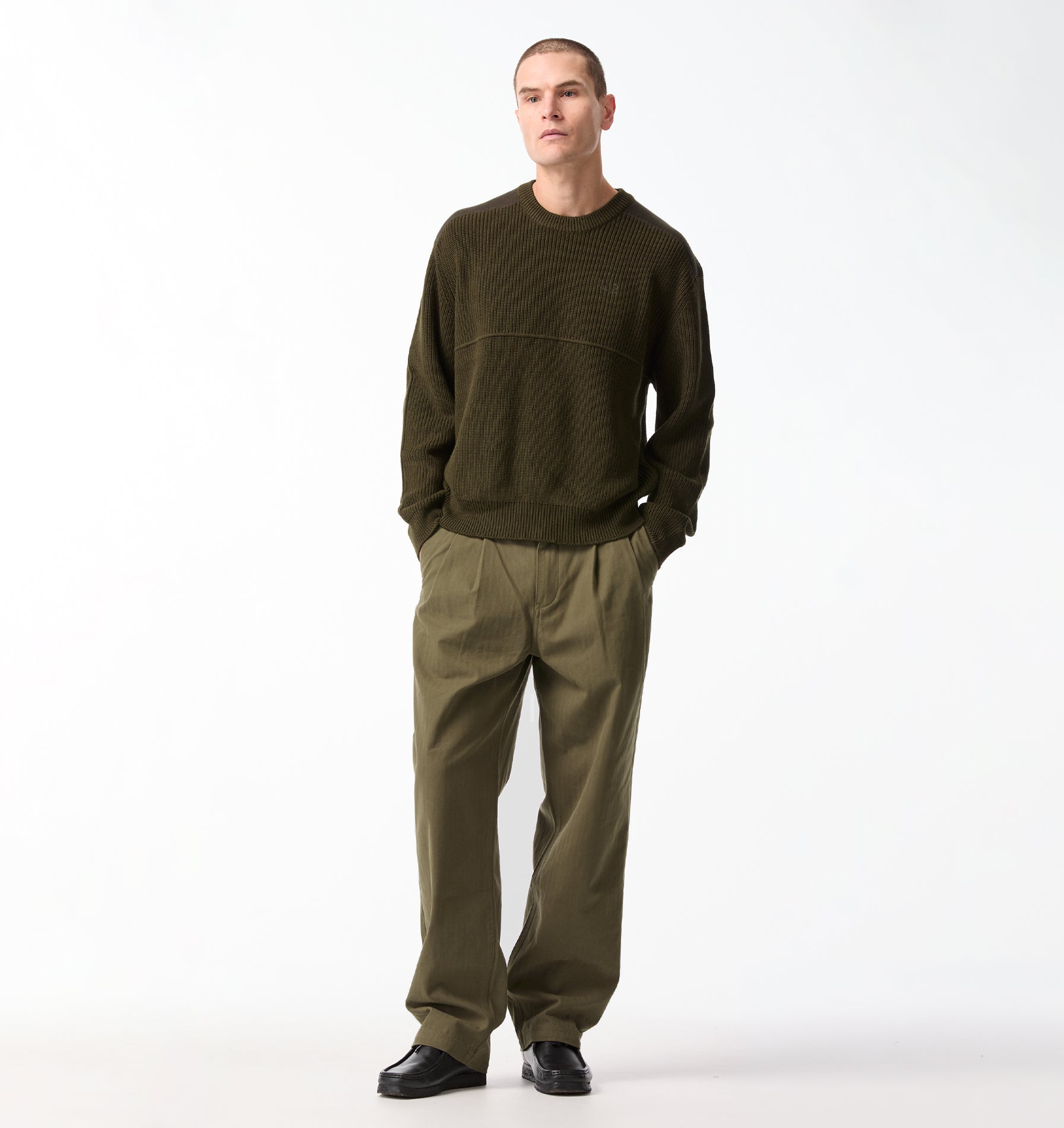 Militia Cropped Knit Sweater - Olive Marle