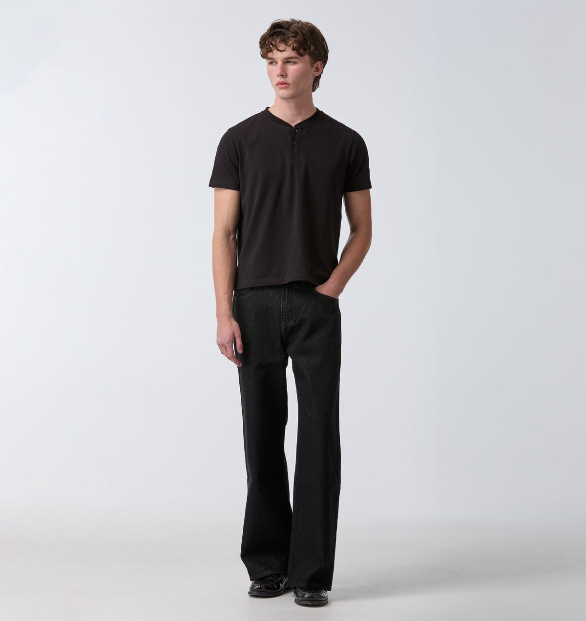 Henley Muscle Tee - Black