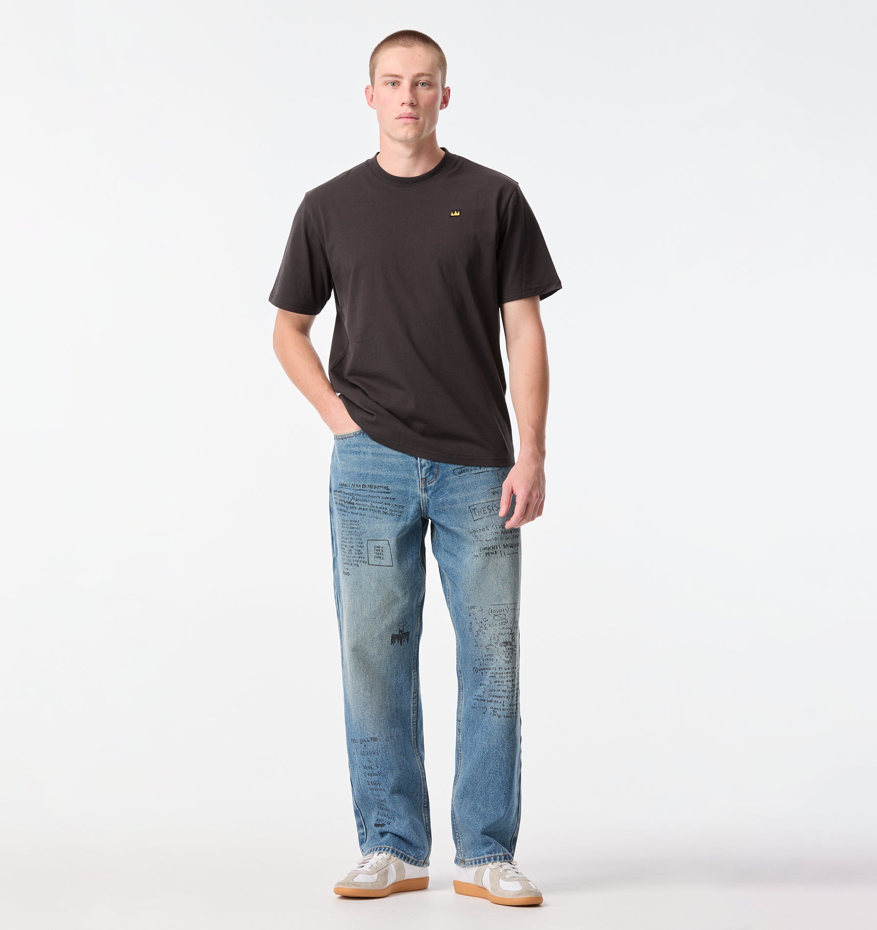 Basquiat Crown Uniform Tee - Charcoal