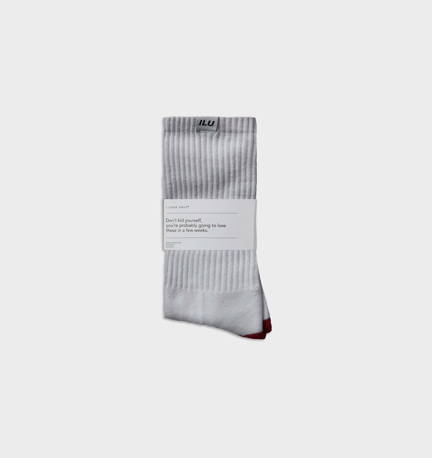 Panelled Sock - Off White/Red