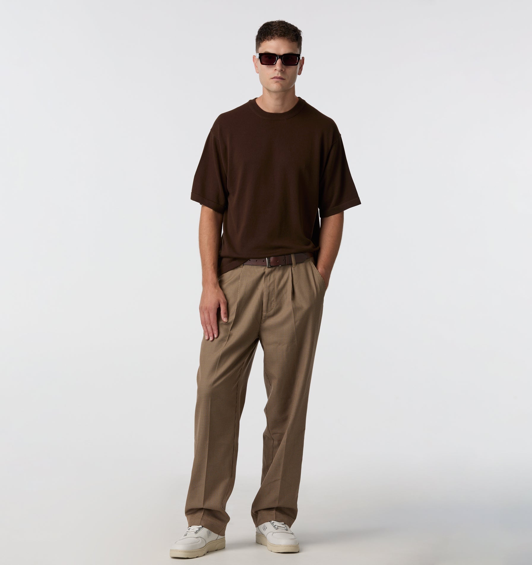 Winston Pant - Beige Houndstooth