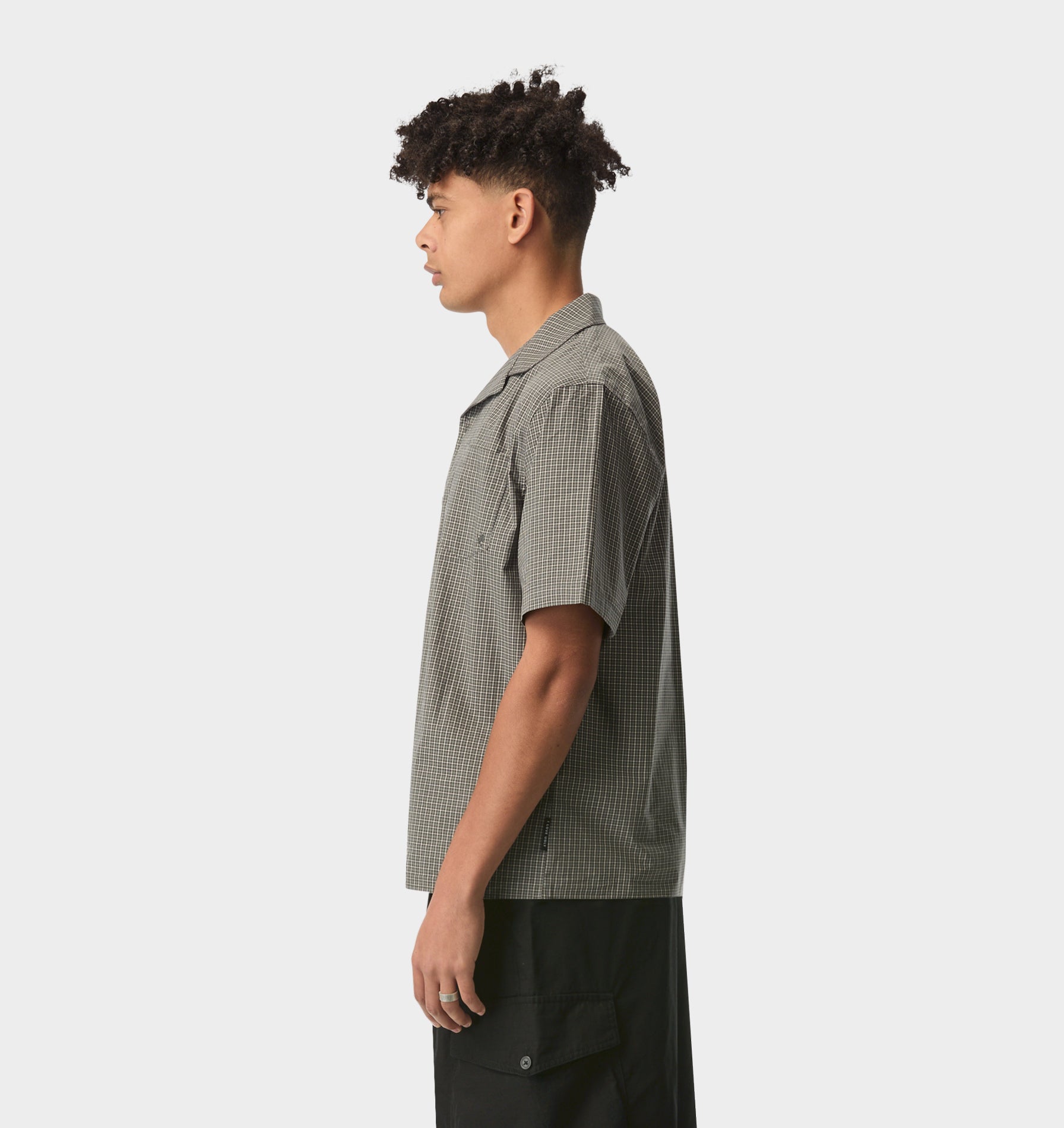Check Cuban Collar SS Shirt - Grey/Green Check