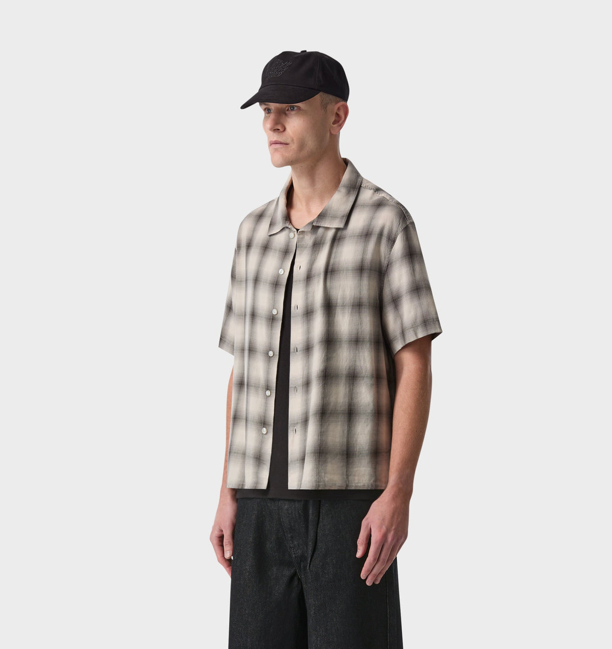 Flannel Crop SS Shirt - Grey Check