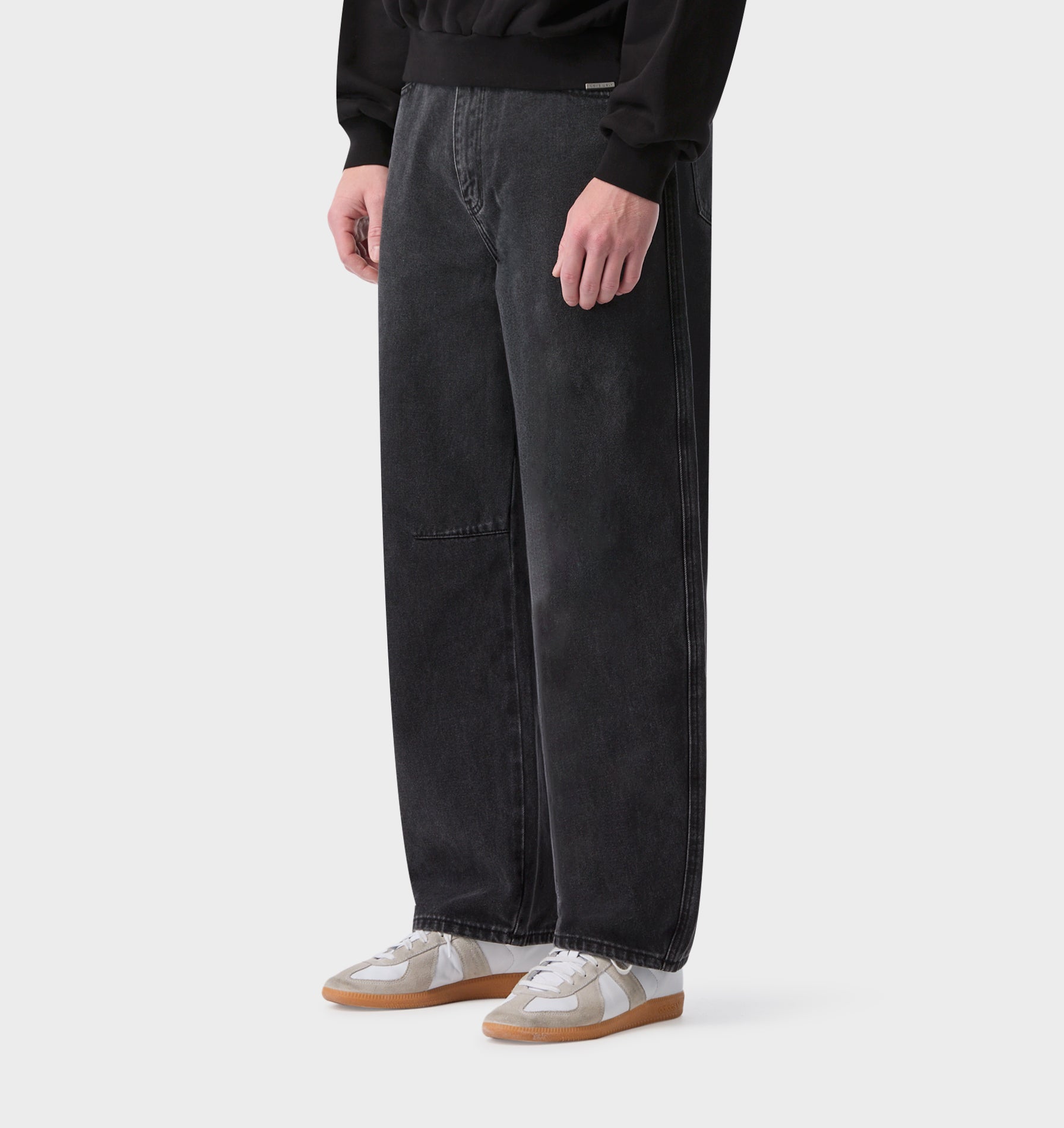 Barrel Leg Denim - Washed Black