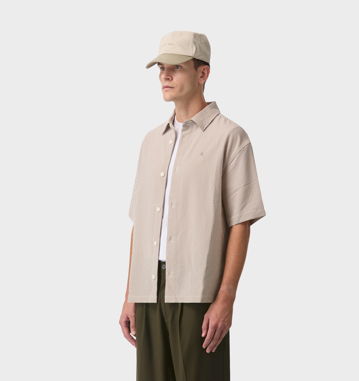 Dawson Boxy SS Shirt - Brown Stripe