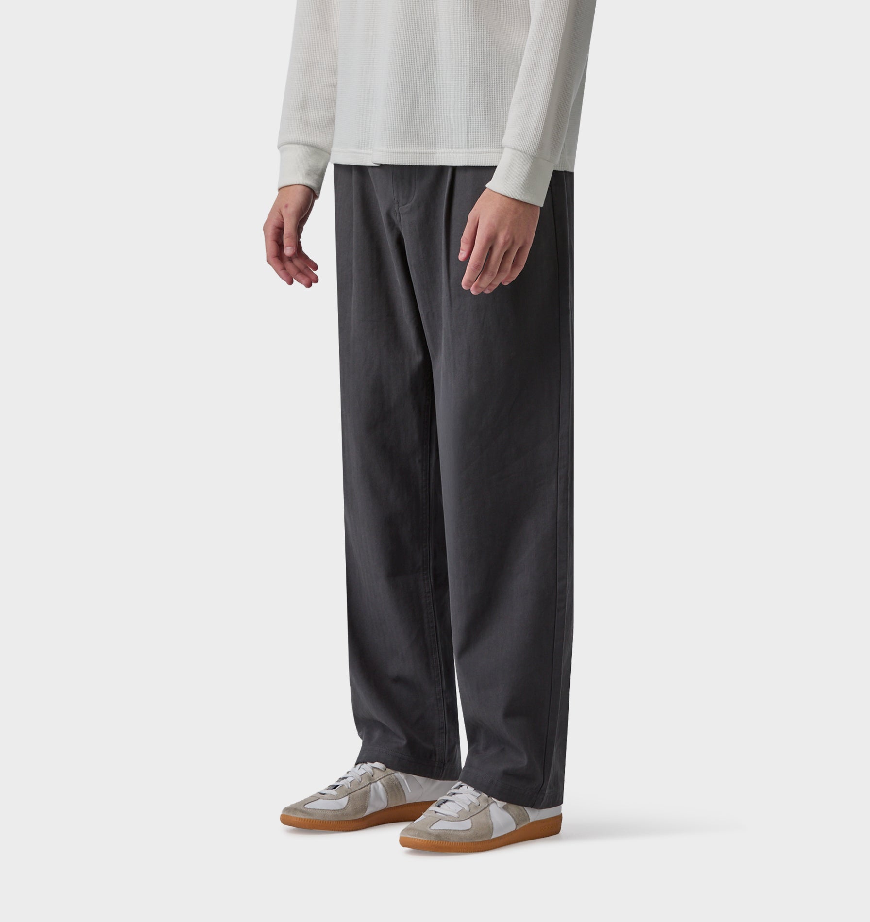 Twin Pleat Pant - Charcoal
