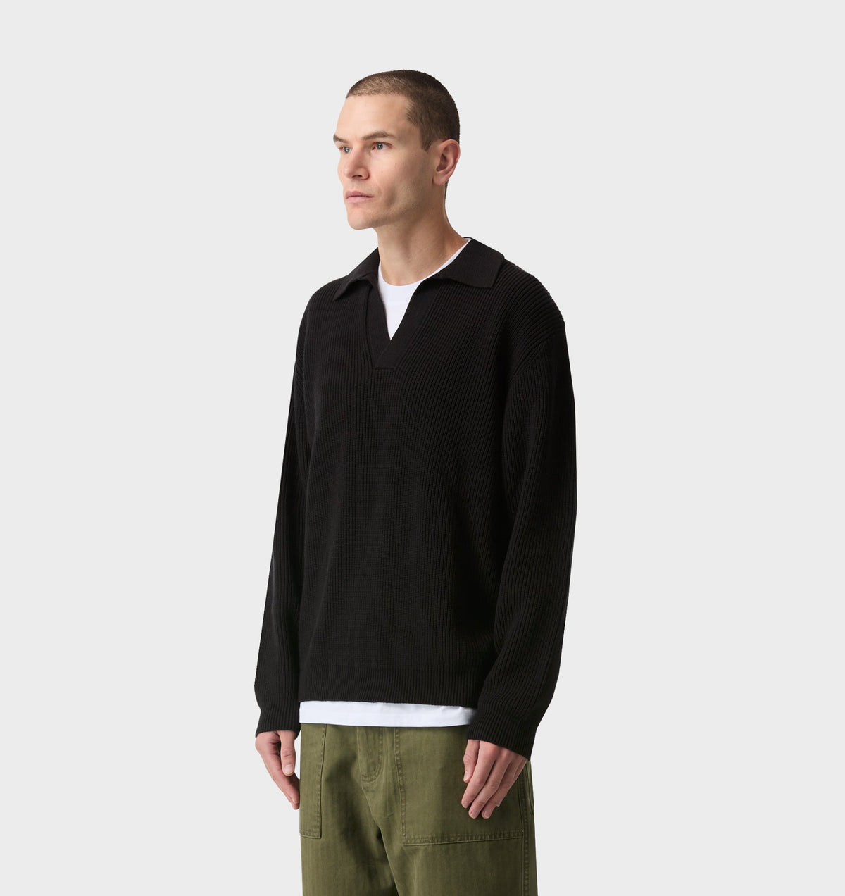Knit LS Polo - Black