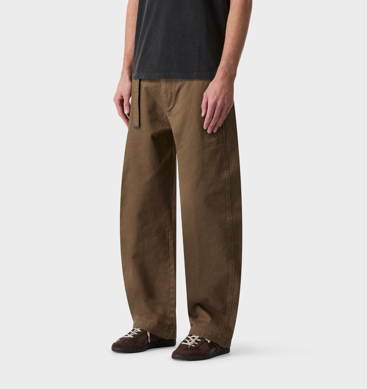 Belted Barrel Leg Pant - Moss