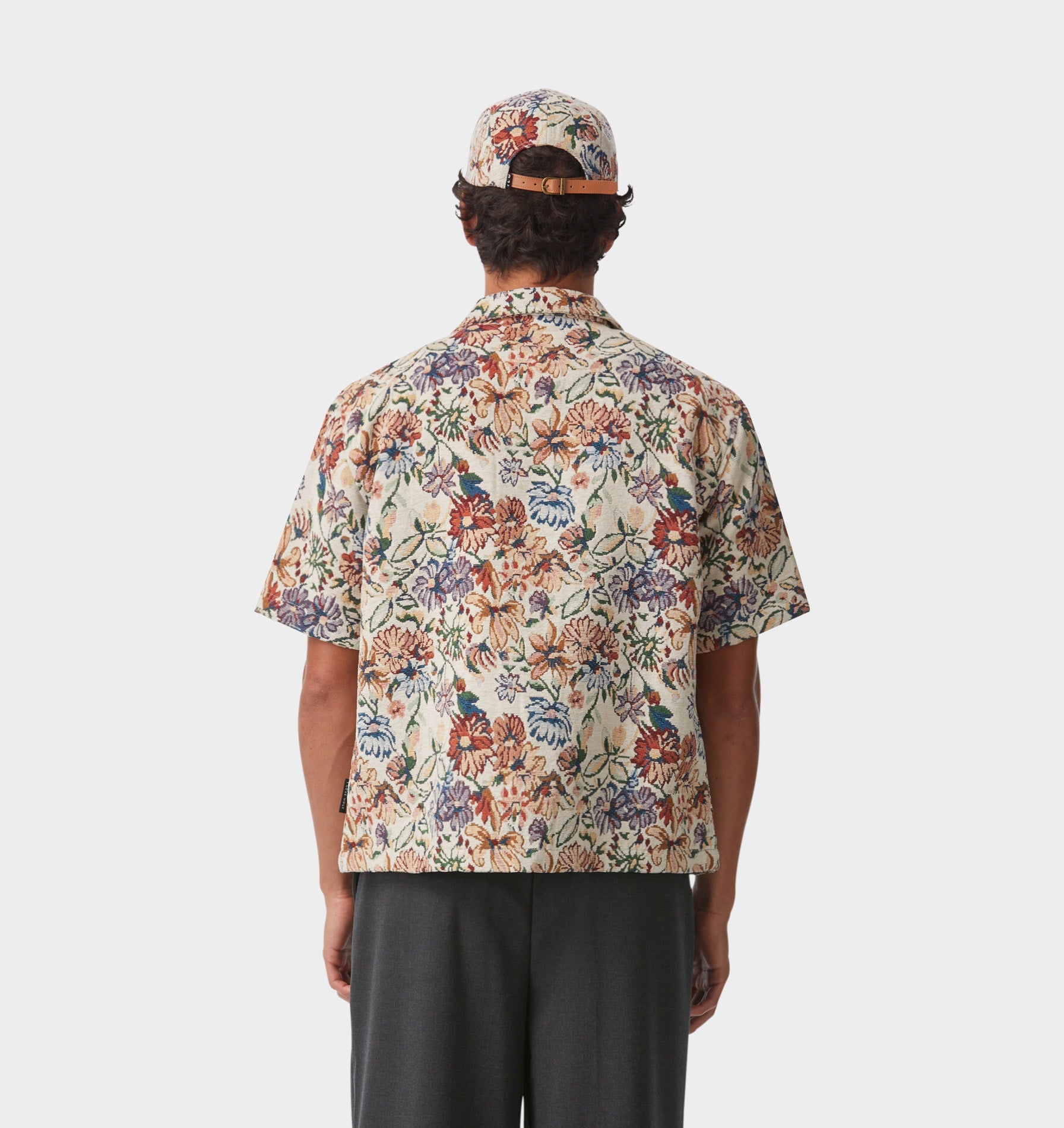 Floral Box Cuban Collar Shirt - Cream Floral