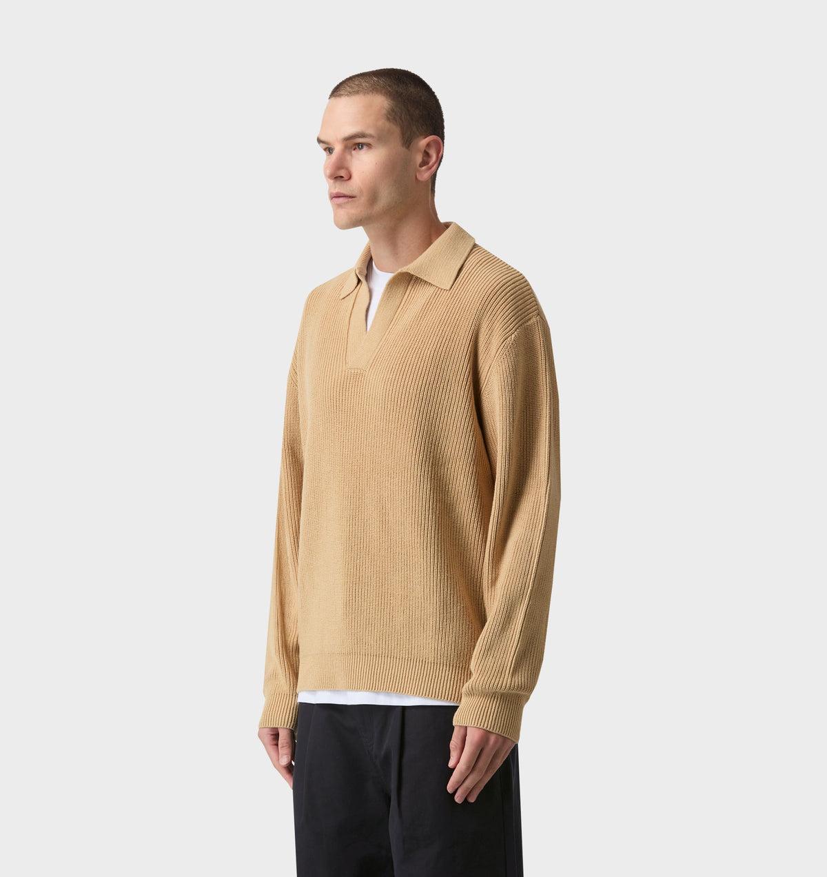 Knit LS Polo - Smokey Mustard
