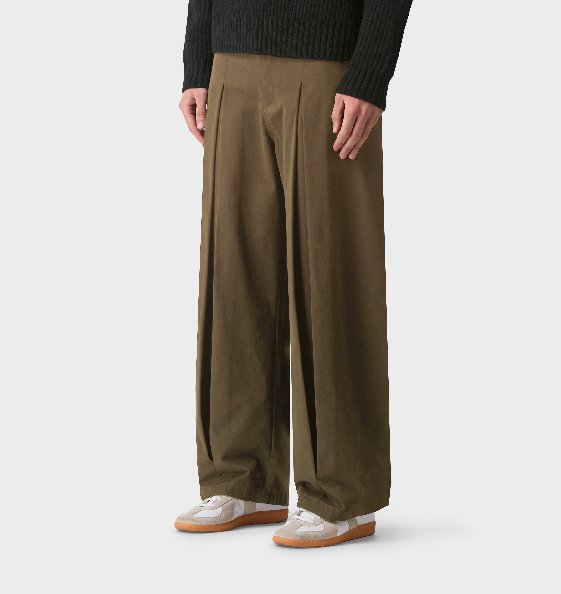 Box Pleat Pant - Dark Olive