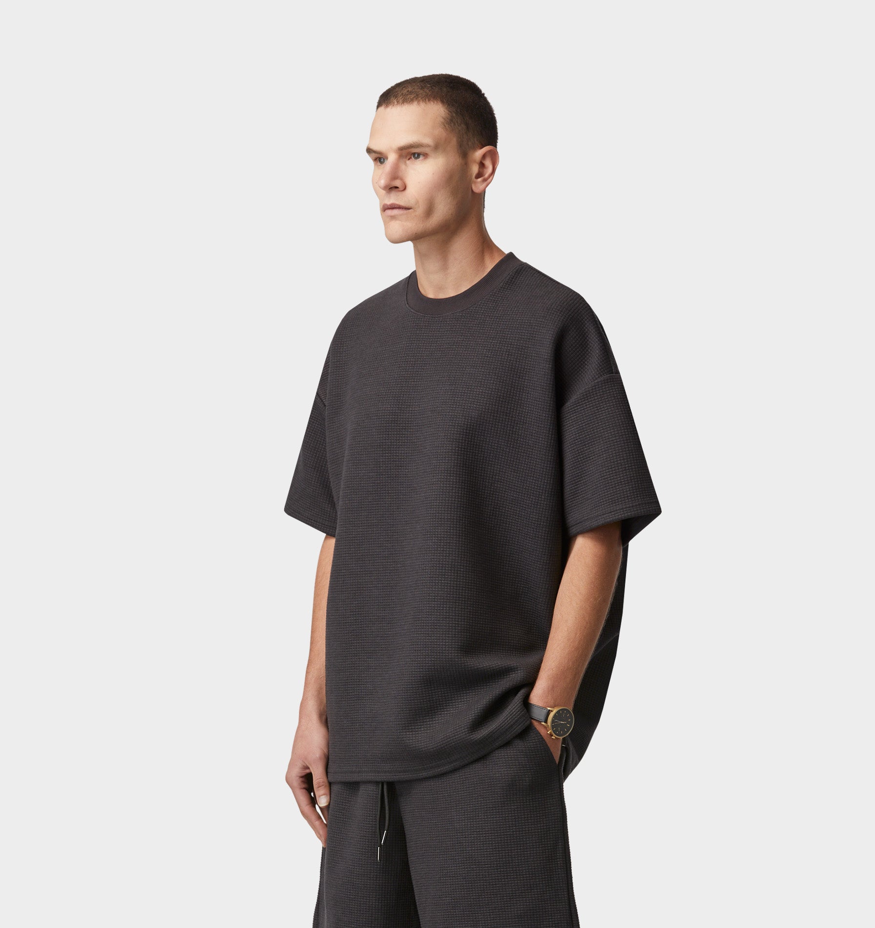 Textured Heavy Box Tee - Charcoal