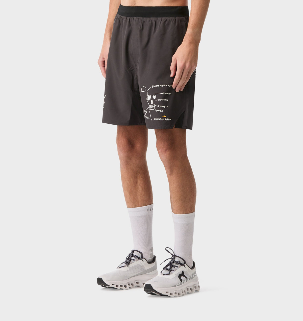 Basquiat Scribble Active 7 Inch Short - Charcoal