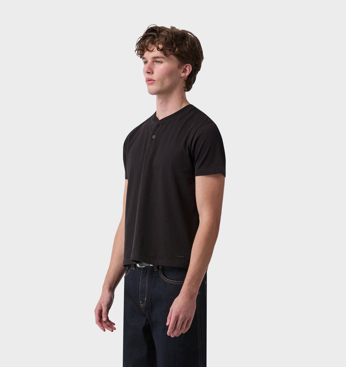 Henley Muscle Tee - Black
