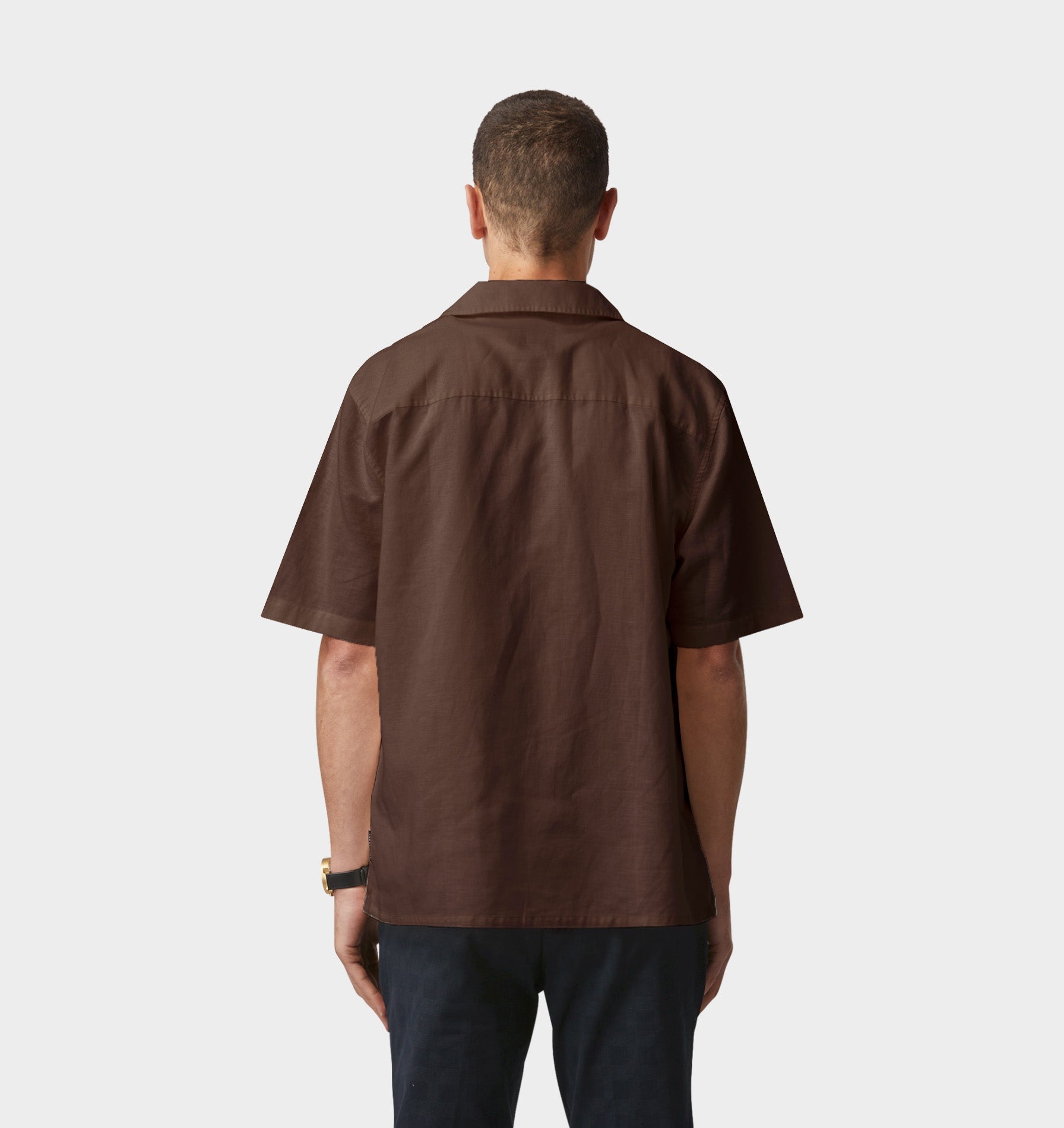 Linen Cuban Collar SS Shirt - Cedar