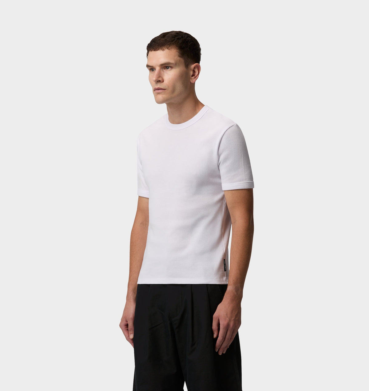 Ribbed Slim Tee - White