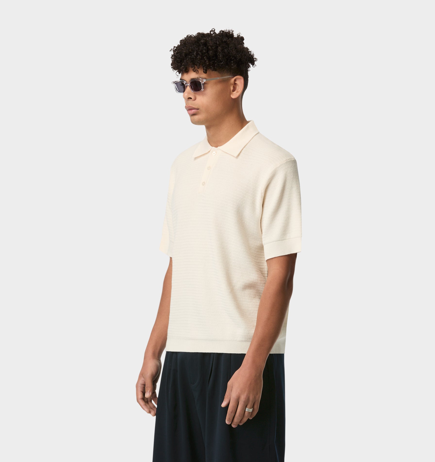 Ronan SS Knit Polo - Off White