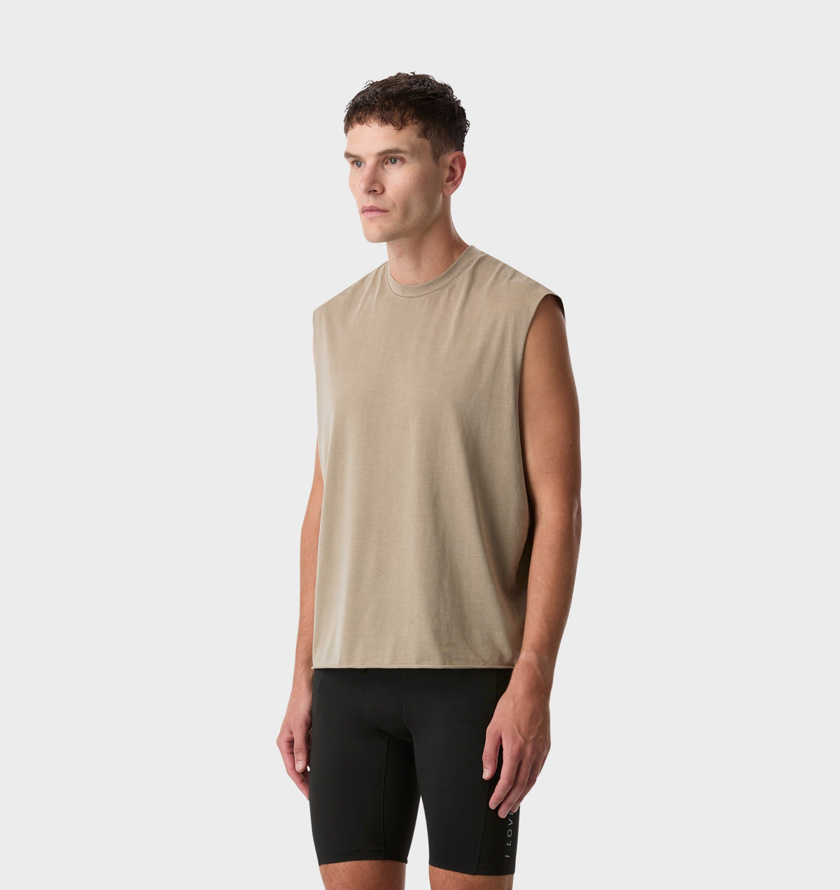 Cotton Active Crop Tank - Washed Taupe