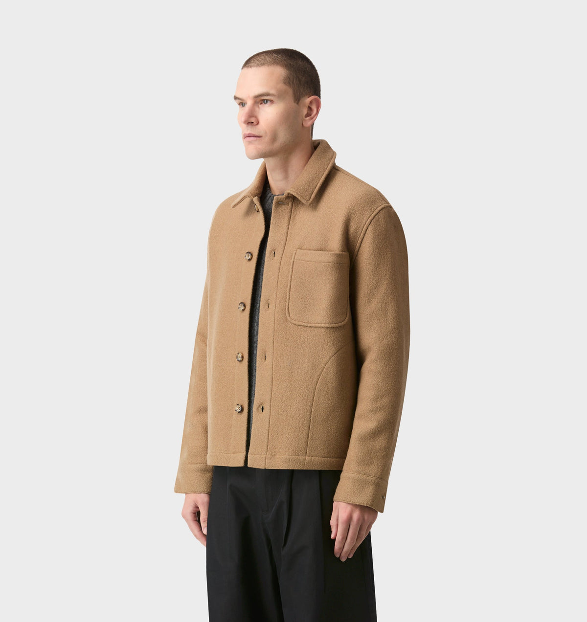 Boiled Wool Overshirt - Camel