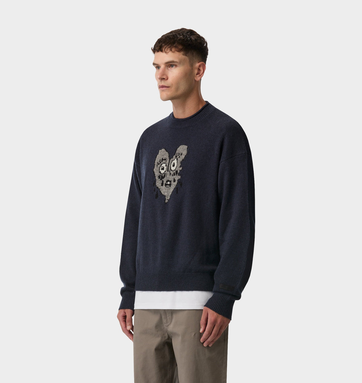 Heartache Rolled Neck Knit Sweater - Navy