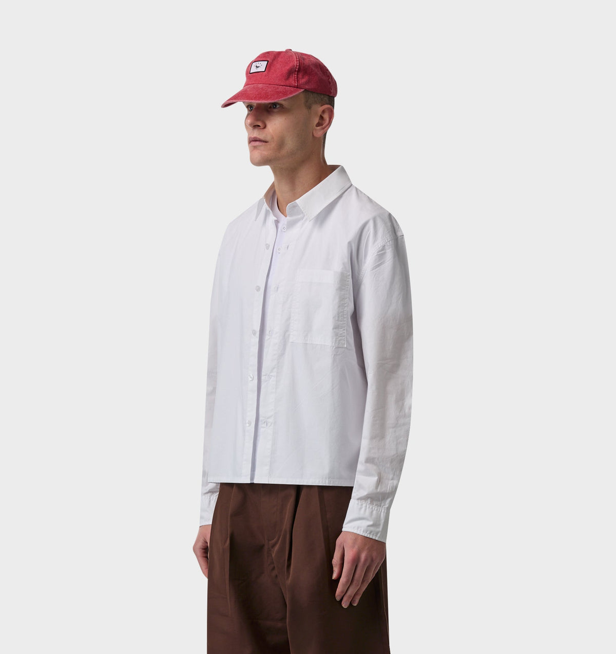 Crop LS Shirt - White Poplin
