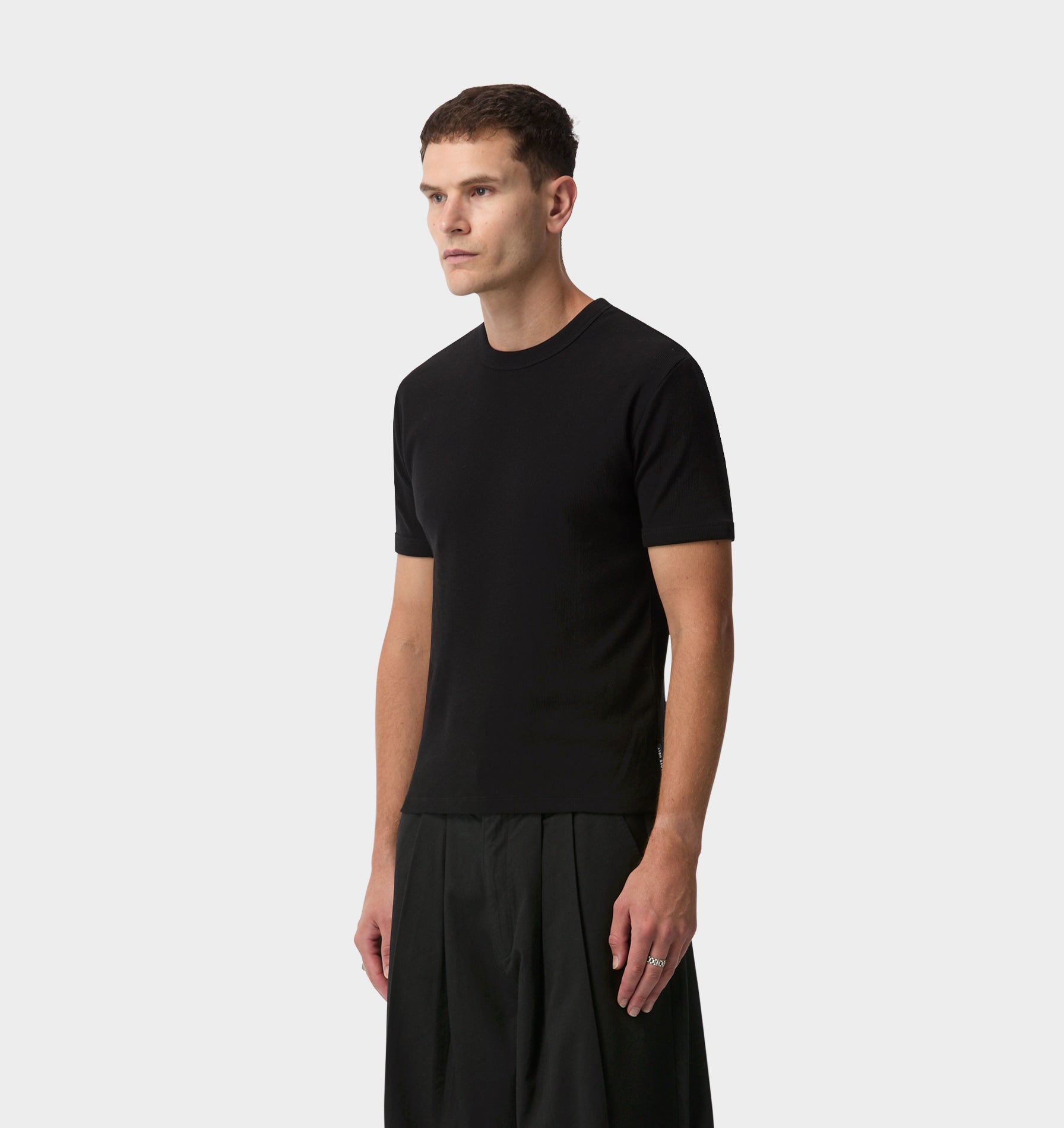Ribbed Slim Tee - Black
