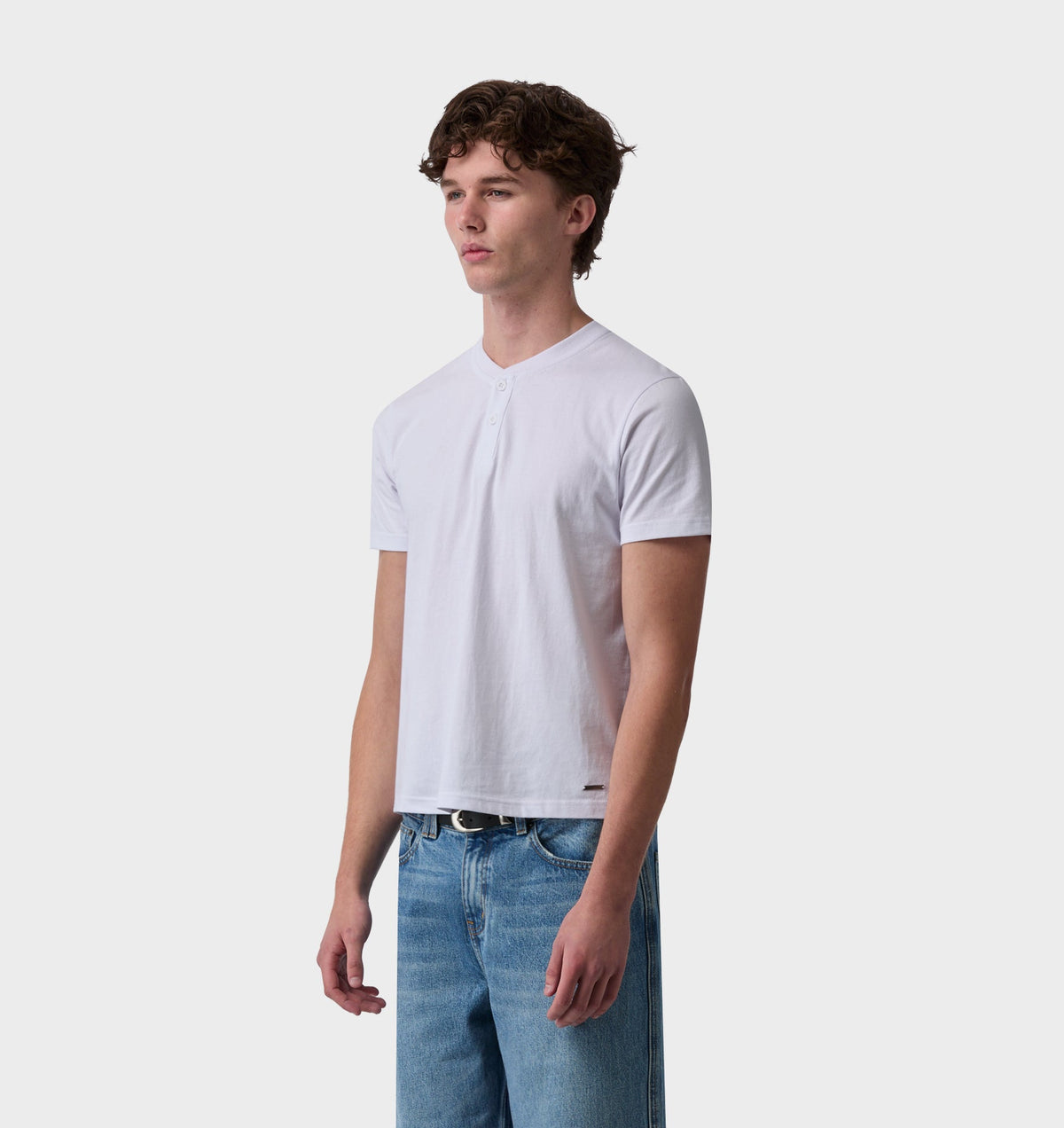 Henley Muscle Tee - White
