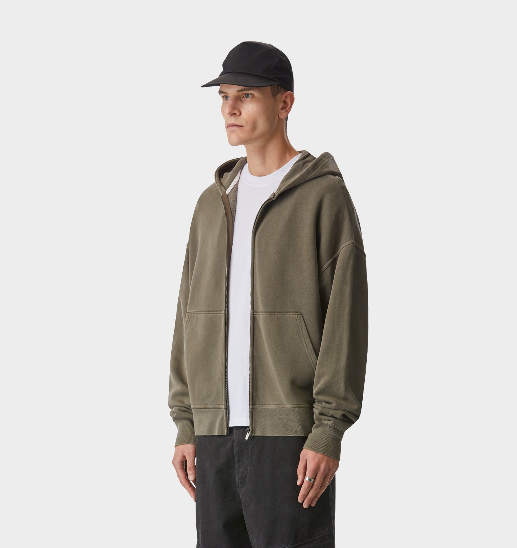 Zip Up Box Hood - Washed Mushroom
