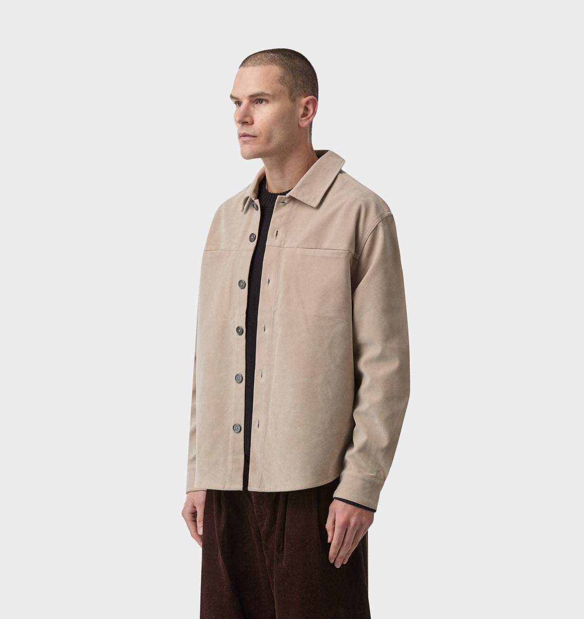 Suede Overshirt - Stone