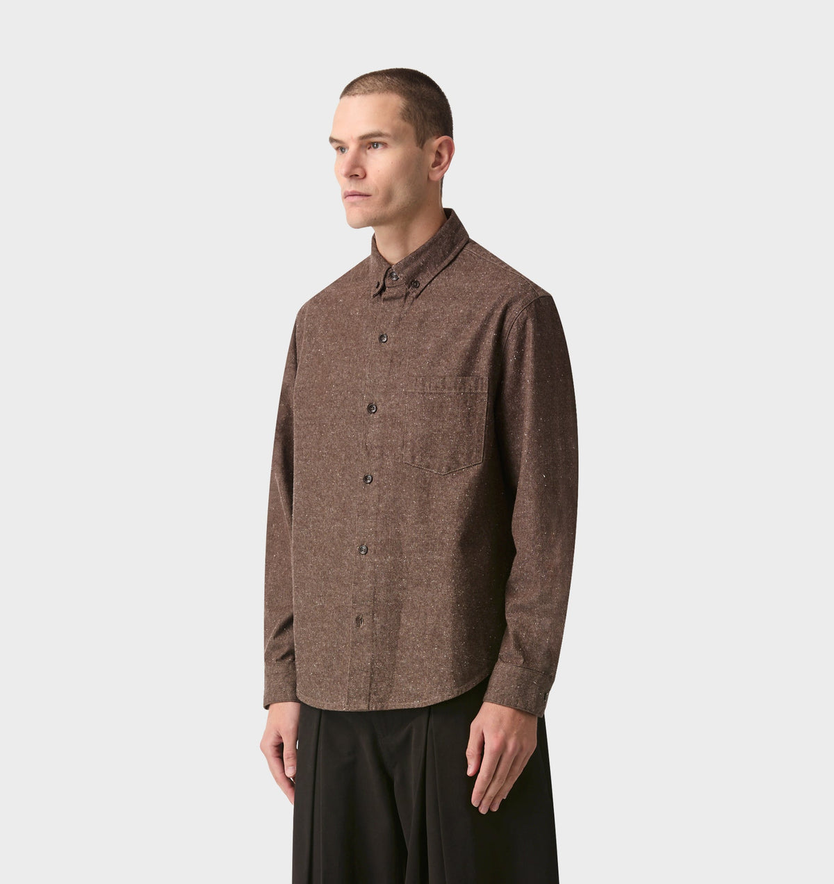 Tweed LS Shirt - Dusky Brown