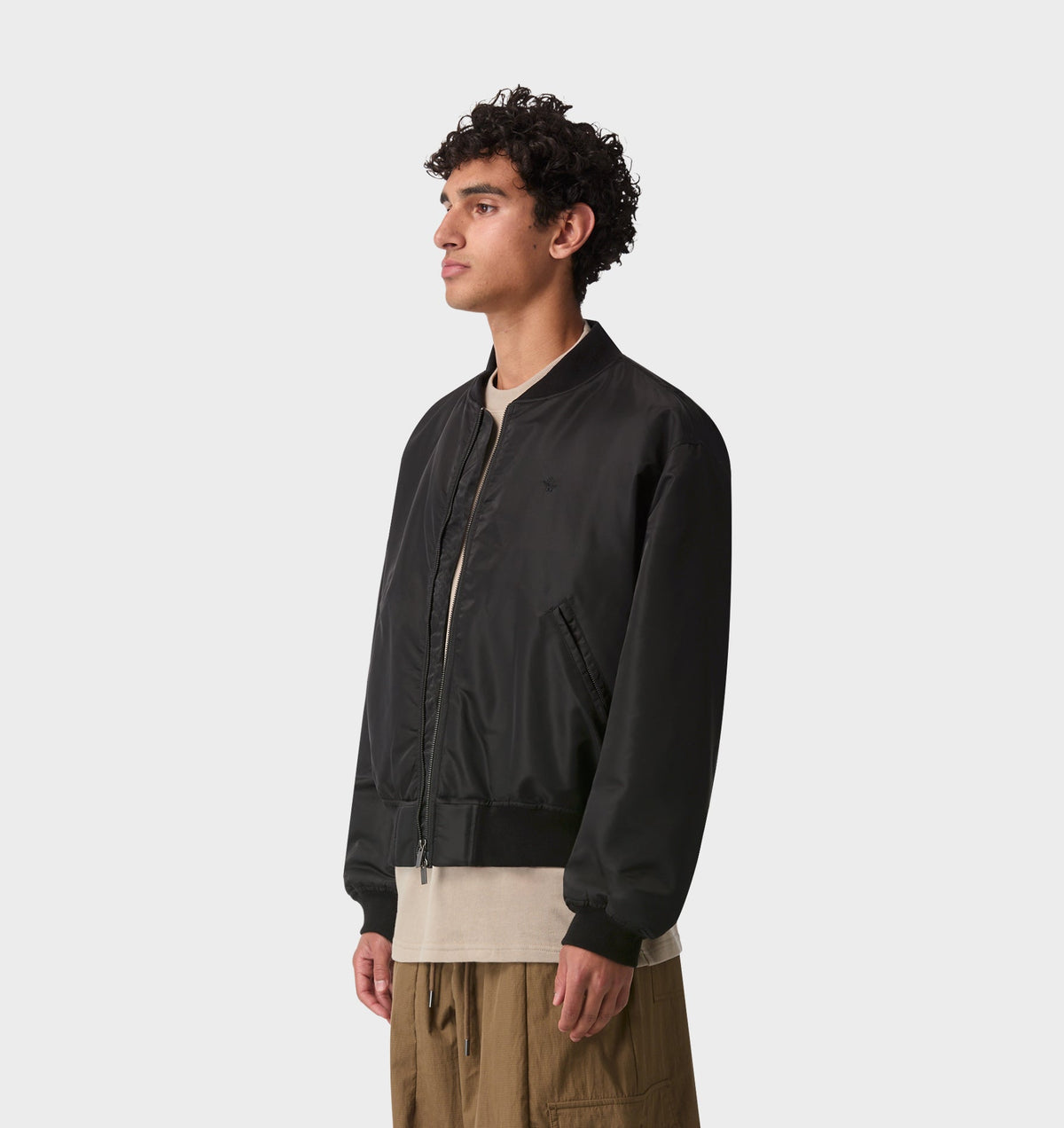 Nylon Bomber Jacket - Black