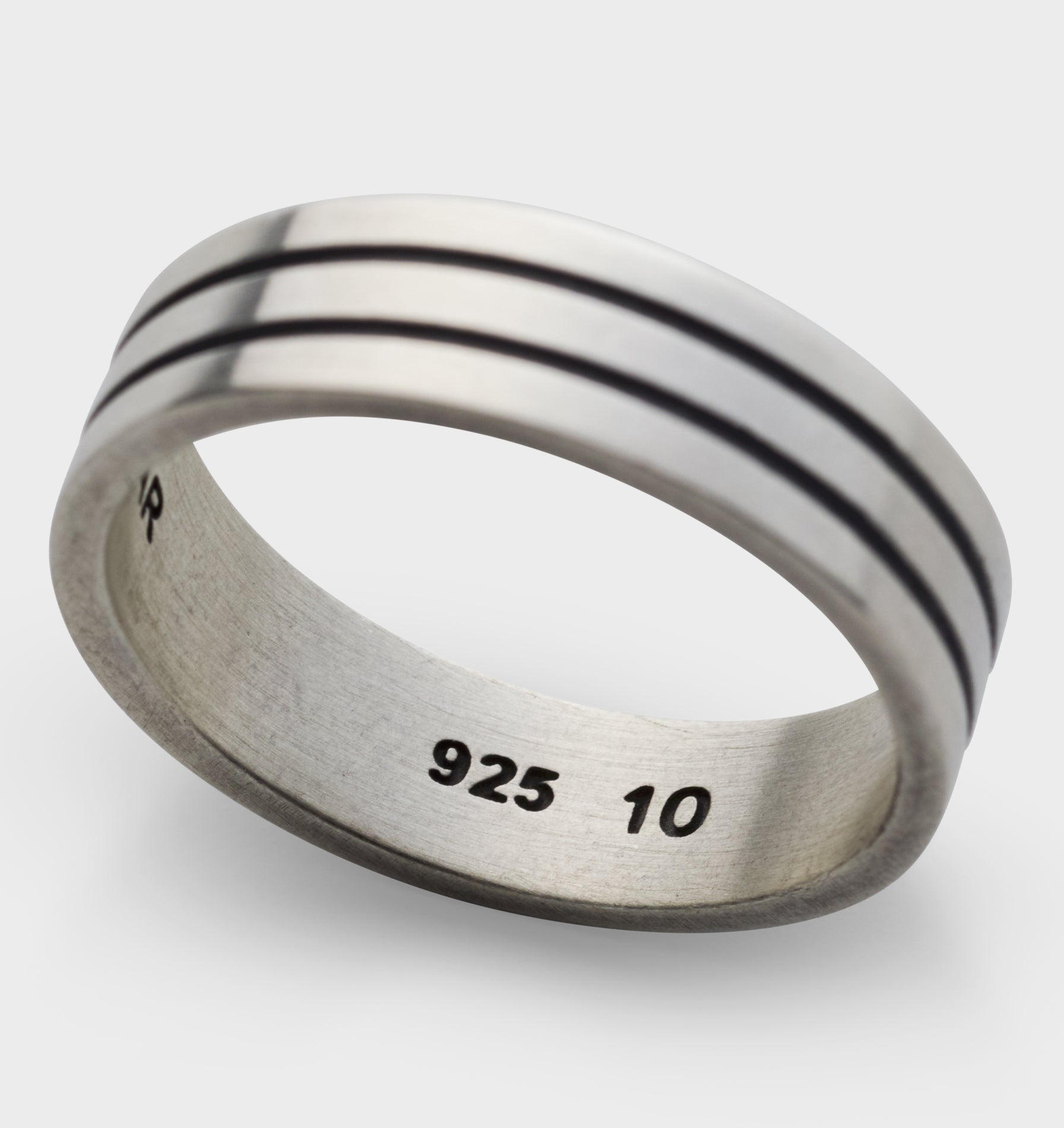 Fine Striped Band Ring - Silver