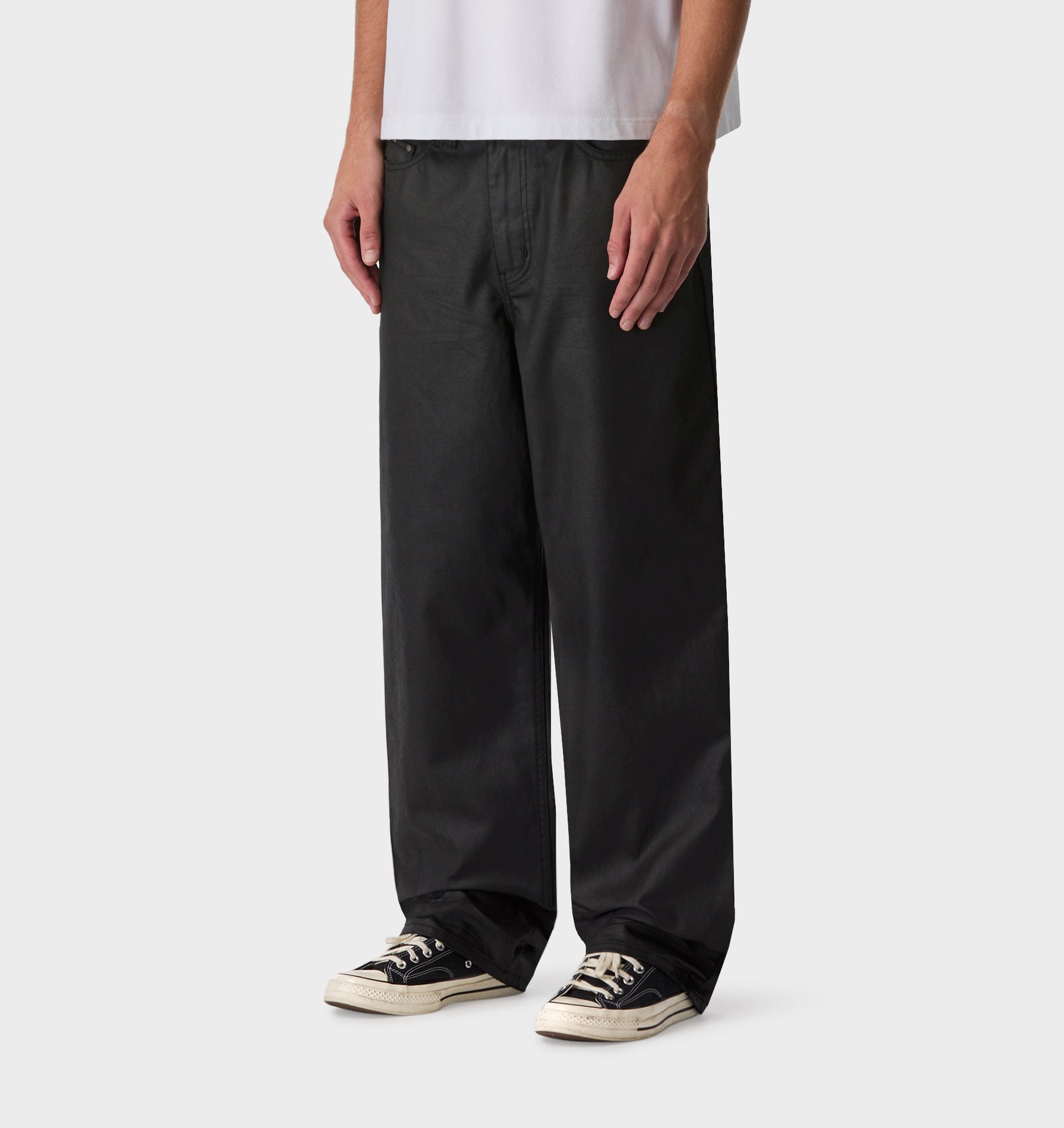 Edgar Wide Denim - Coated Black