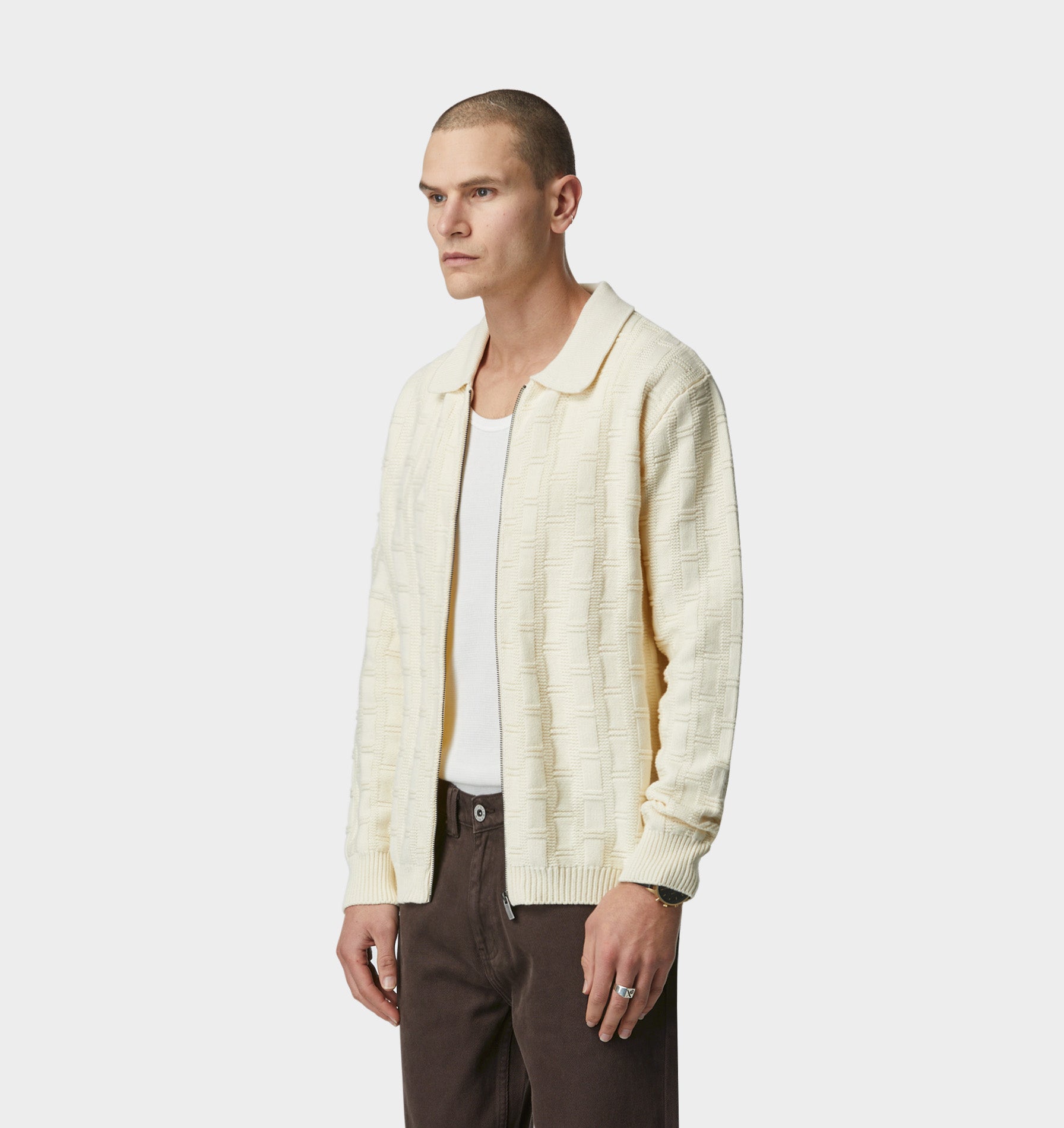 Desmond Zip Cardigan - Off White