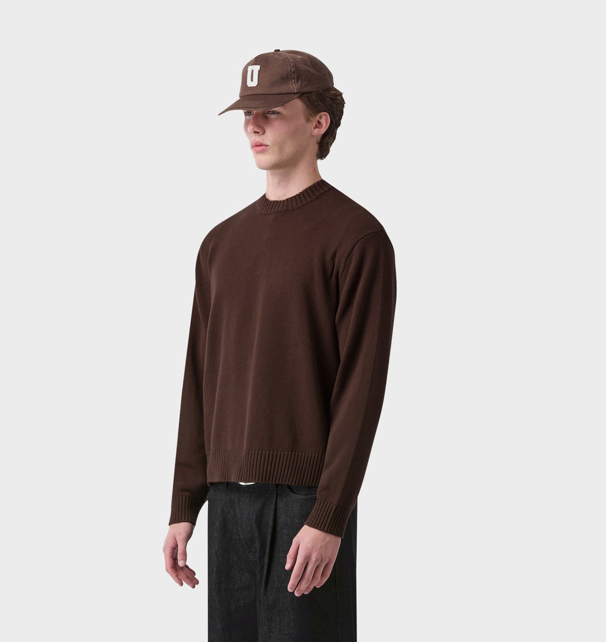 Midweight Crop Knit Sweater - Espresso