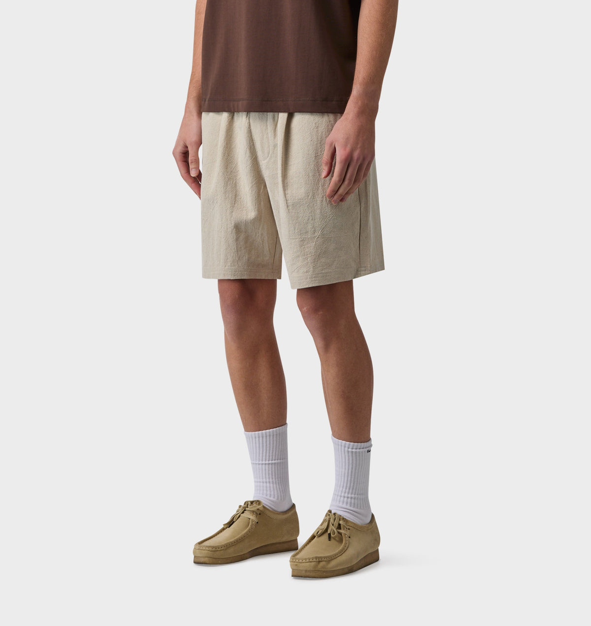 Linen Michael Pleat Short - Bone